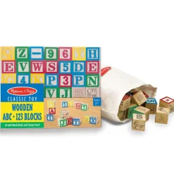 Wooden ABC and 123 Blocks 50 Pieces