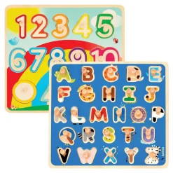 Wooden ABC and Numbers Peg Puzzle Set