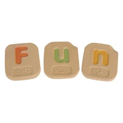 Wooden Braille Alphabet A-Z Tiles with Uppercase