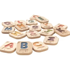 Wooden Braille Alphabet A-Z Tiles with Uppercase
