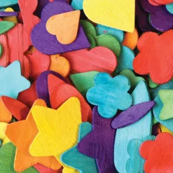 Wooden, Bright-Colored Assorted Shapes 400 Pieces