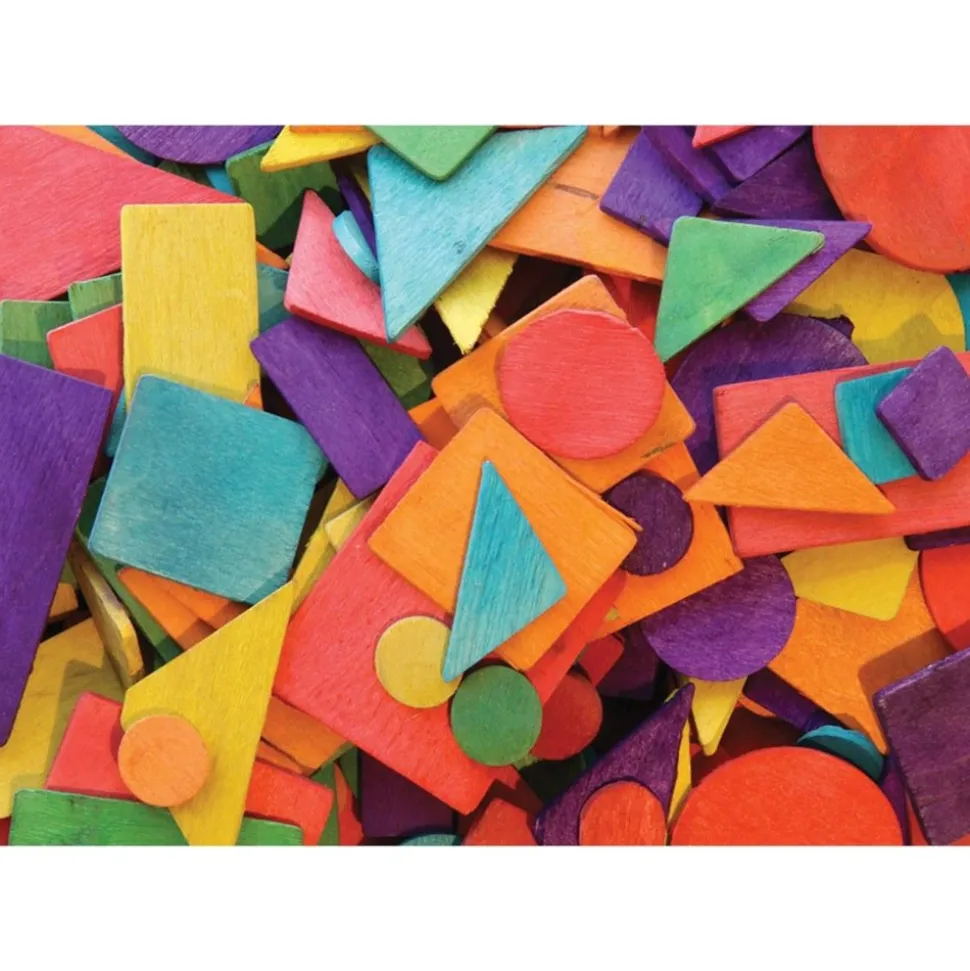 Wooden, Bright-Colored Assorted Shapes 400 Pieces
