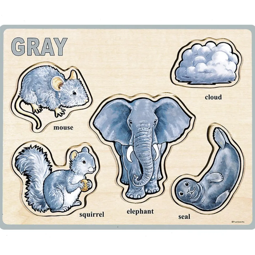 Wooden Colors and Words Puzzles Set of 8