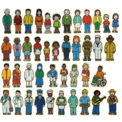 Wooden Community People 42 Pieces