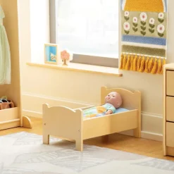 Wooden Doll Bed with Bedding