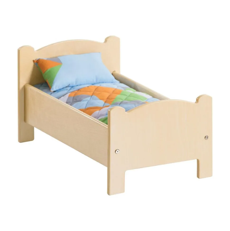 Wooden Doll Bed with Bedding