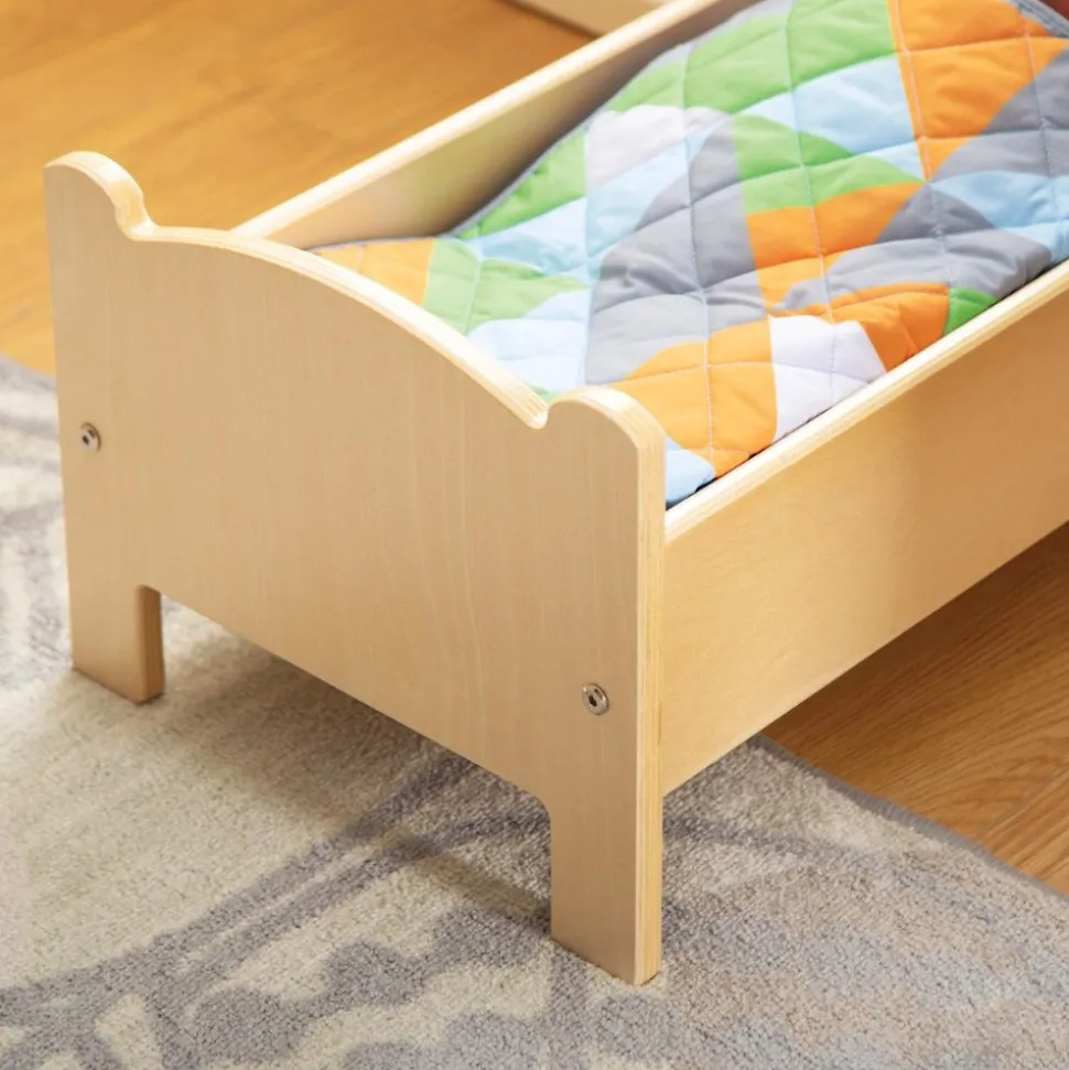 Wooden Doll Bed with Bedding