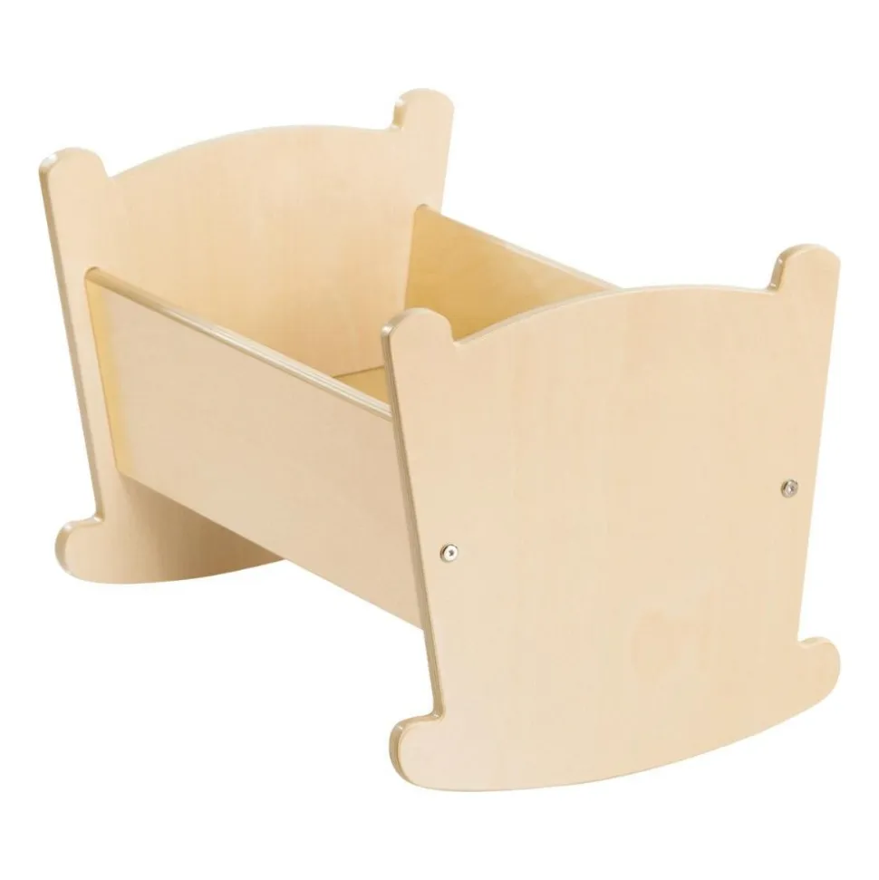 Wooden Doll Cradle with Pillow and Blanket