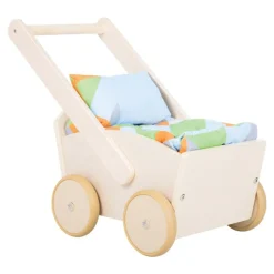 Wooden Doll Stroller with Bedding