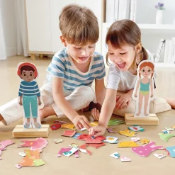 Wooden Dress-Up Magnetic Puzzle Boy and Girl Models 66 Pieces