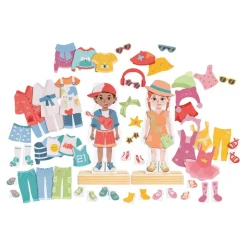 Wooden Dress-Up Magnetic Puzzle Boy and Girl Models 66 Pieces