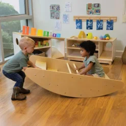 Wooden 2-in-1 Rocky Boat & Climbing Play Structure