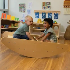 Wooden 2-in-1 Rocky Boat & Climbing Play Structure