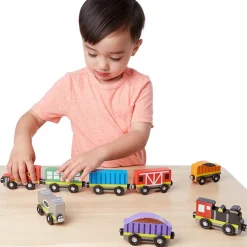 Wooden Magnetic Train Cars 8 Pieces