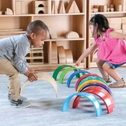 Wooden Rainbow Arches and Tunnels 12 Pieces