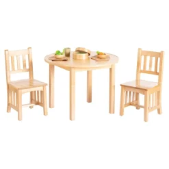 Wooden Round Mission Table with 2 Chairs