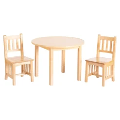 Wooden Round Mission Table with 2 Chairs