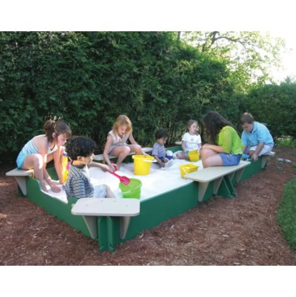 5' x 10' Sandbox with Cover 4 Corner Seats